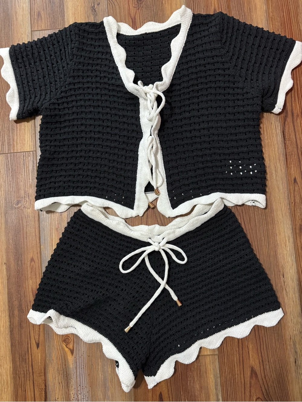 CupShe Black & Cream Knit Two-Piece swim cover up